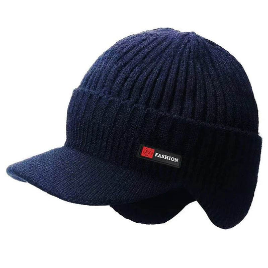 New Winter Men'S Hat – Outdoor Ear Protection Warm Knitted Cap with Windproof Visor, Thick Bicycle Scarf Cap for Men - High Quality - FitnessLegends